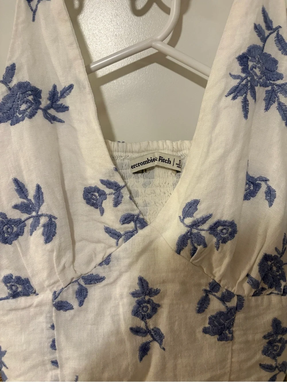Abercrombie & Fitch White Maxi Skirt and Matching Top with Blue Floral Print